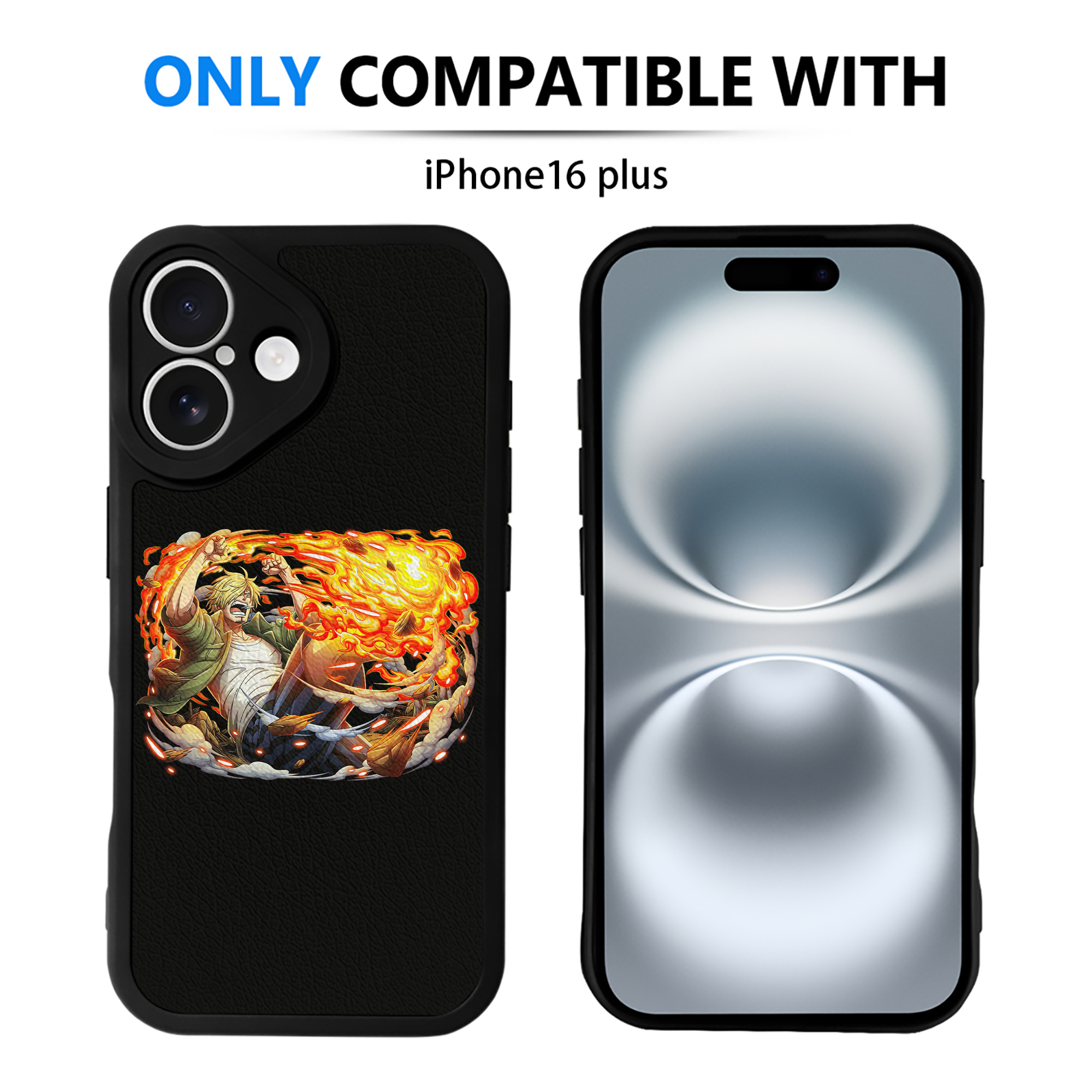 （画像用） ワンピース サンジ ONE PIECE Sanji 【iPhone 16シリーズ対応】シリコンスマホケース（レザー調） 材質：シリコン